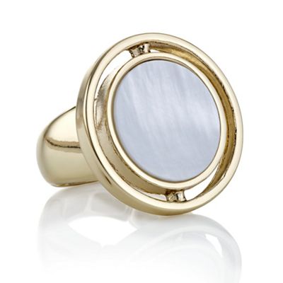 Designer gold pearl circle ring